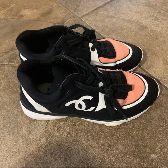 Pre-owned Cloth Low Trainers/Running Shoes in Black/Pink - Picture 2 of 8